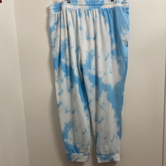 EUC Blue & White Tie Dye Cloud Pattern Lounge-Pant Joggers Size XXXL - Picture 4 of 11